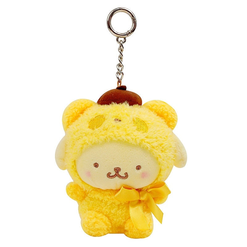 10Cm Hello Kitty Plush Toy Kawaii Anime Cartoon Bow Kt Cos White Bear Panda Cute Comfort Soft Stuffed Doll Pendant Toy Kids Gift