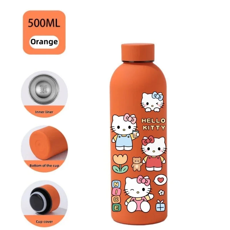Sanrio 500 ML Thermos Mug Hello Kitty Cartoon 304 Stainless Steel Portable Water Cup Travel Water Bottle Kawaii Cups Kids Gifts
