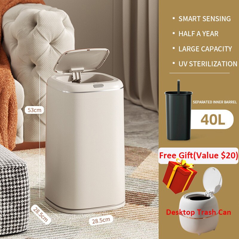 Smart Trash Can Automatic Induction Trash Bin Electric Touchless Wastebasket Kitchen Bathroom Waterproof Large Capacity Wastebin