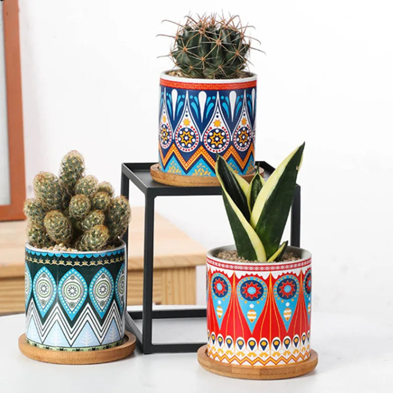 1PC Mini Flower Pots Mini Green plant pot Garden Colorful Ceramics Nursery Pots for Home Succulent plants indoor flowerpot Decor