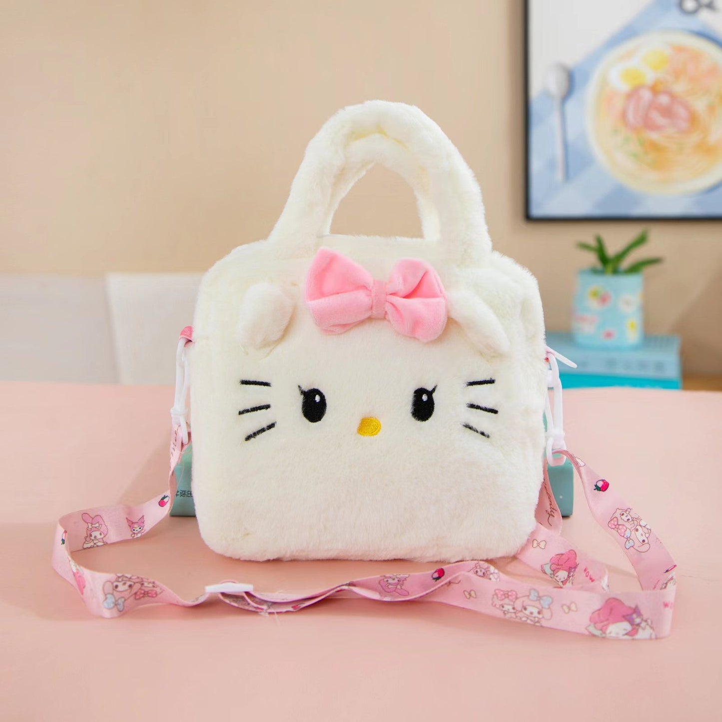 Sanrio Bag Kawaii Plush Cinnamoroll Melody Kuromi Soft Stuff Handbag Shoulder Bag Anime Stuffed Backpack Girls Children Gifts