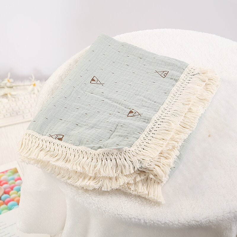 Cute Bear Muslin Squares Cotton Baby Blanket for Newborn Plaid Infant Swaddle Blanket Babies Accessories Bed Summer Comforter