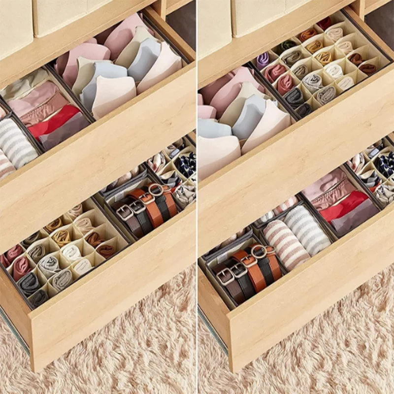Underwear Organizer Storage Box Foldable Closet Drawer Underwear Organizers Bin Household Underpants Socks Bra Storage Boxes