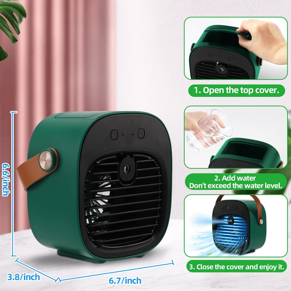 Portable Mini Air Conditioner Wireless Air Cooler USB Rechargeable Cooling Fan Portable Air Conditioner For Room Camping Cars