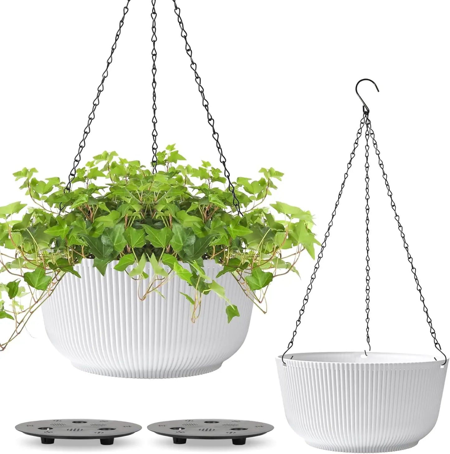 12 Inch Large Hanging Planters for Outdoor Plants, 2 Pack Self Watering Hanging Pots Indoor, Hanging Baskets for Plants