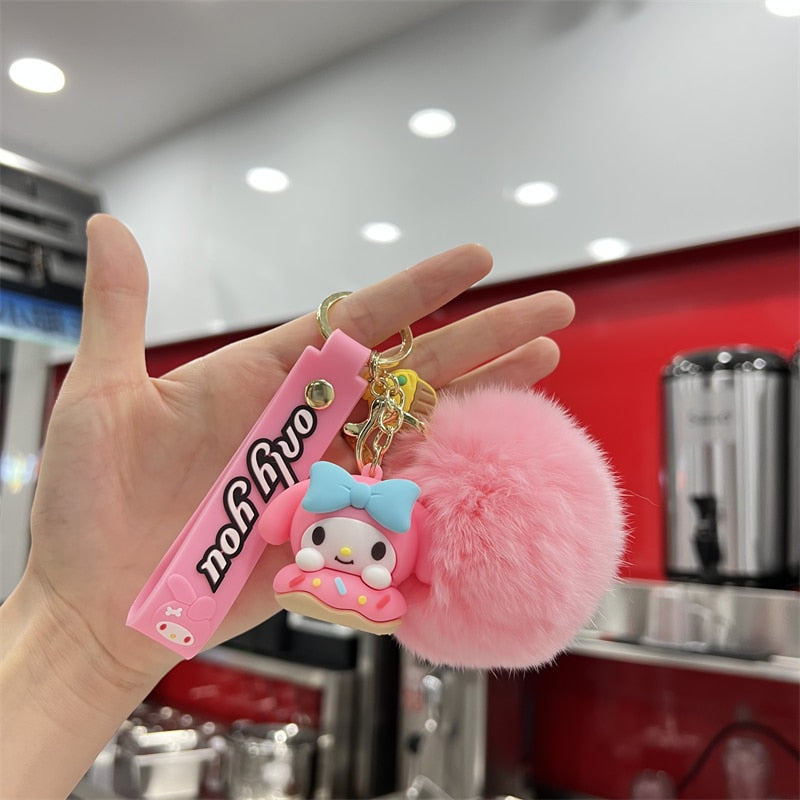 Kawaii Hello Kitty Keychain Sanrio Anime Cartoon Melody Kuromi Cinnamoroll Toys Cute Pendant Dolls Car Key Ring Girl&Child Gifts
