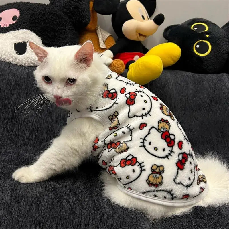 Kawaii Hello Kitty Cat Sweater Costume Winter Warm Pet Clothes for Cats Pullover Mascotas Clothing Gatos Products for Animals