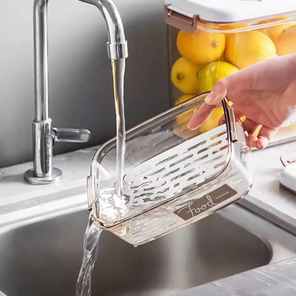 Vacuum Sealed Canister Household Fresh-keeping Box Refrigerator Food Storage Containers Drainable Kitchen Organizers Fruit Tank