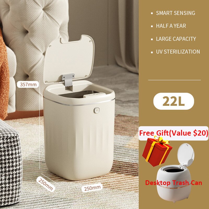 Smart Trash Can Automatic Induction Trash Bin Electric Touchless Wastebasket Kitchen Bathroom Waterproof Large Capacity Wastebin