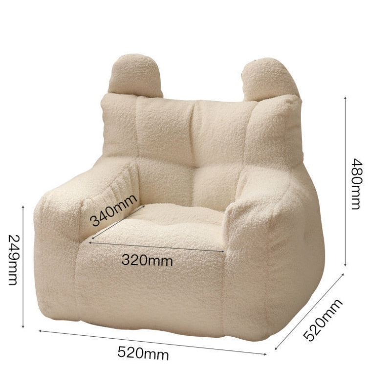 INS Cute Lazy Sofa Mini Bean Bag Lamb Velvet Casual Seat Cartoon Children's Sofa Reading Tatami Kids Furniture