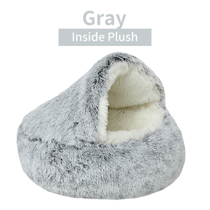 2023 Winter Long Plush Pet Cat Bed Round Cat Cushion Cat House Warm Cat Basket Cat Sleep Bag Cat Nest Kennel For Small Dog Cat