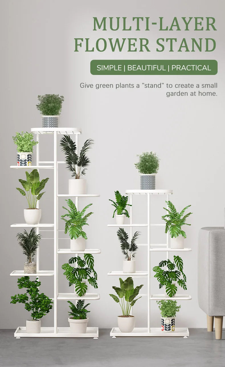Flower Stand Rack Storage Shelf Iron Plant Holder Home Garden Flower Pot Organizer Living Room Balcony Storage Rack Shelves