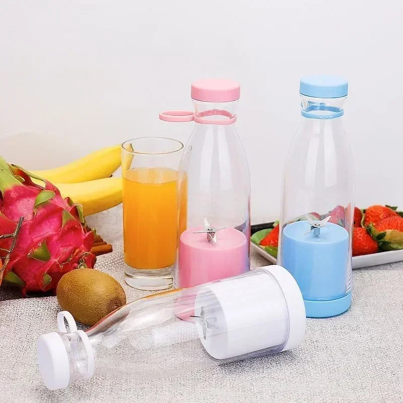 Mini Portable Electric Fruit Juicer Manual Wine Bottle Juicing Cup Small 6-Blade Rechargeable Vegetable Juicer Blender Mixer