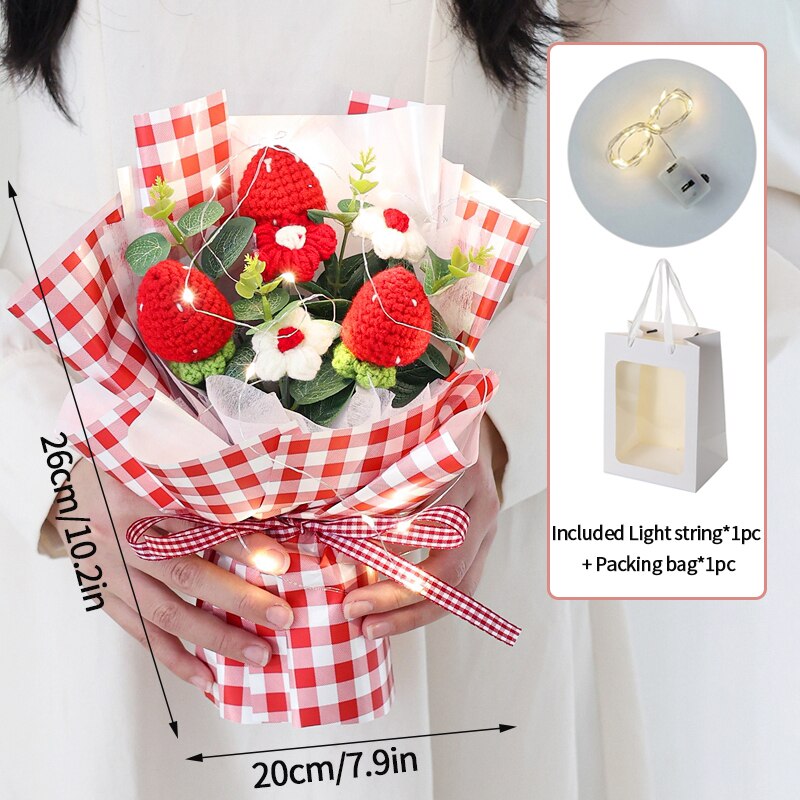 Colorful Crochet Flowers Bouquet Cotton Artificial Flowers Wedding Party Decors Ins Hand Woven Flowers Mother's Day Gift 꽃다발