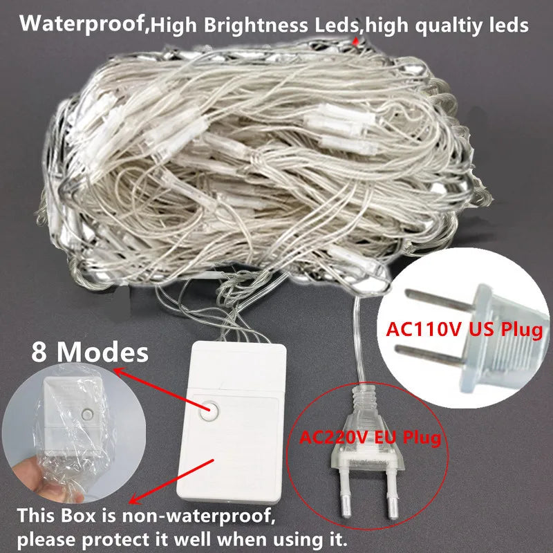4mx6M 2x3M Led Net String Lights Street Garlands Christmas Decorations Outdoor New Year Wedding Party Decor Fairy Garden Decor