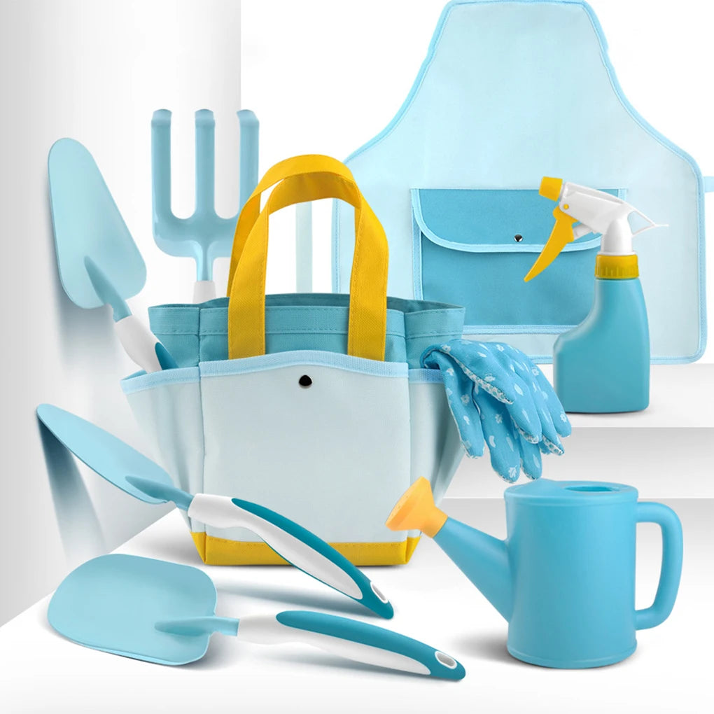Kids Gardening Tool Set, All in One Garden Toys Set Including Kids Watering Can, Outdoor Gardening Gloves, Shovel, Rake, Apron