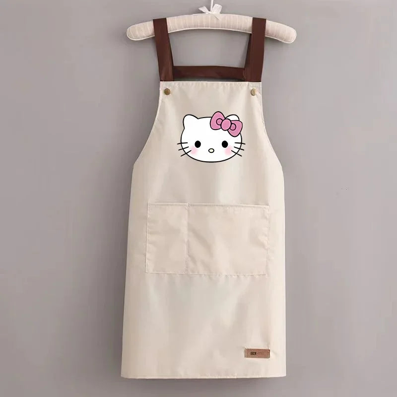 Sanrio Hello Kitty Kitchen Apron Waterproof Ladies Men Home Aprons Wipeable Oil Resistant Baking BBQ Restaurant Cafe Aprons Gift