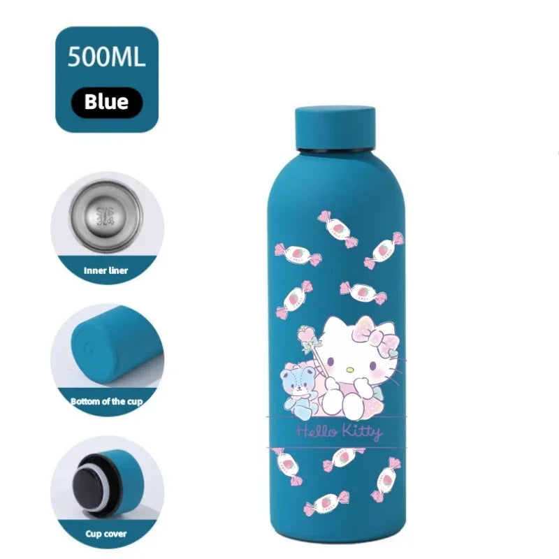 Sanrio 500 ML Thermos Mug Hello Kitty Cartoon 304 Stainless Steel Portable Water Cup Travel Water Bottle Kawaii Cups Kids Gifts