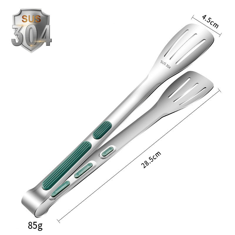 7/9/12inch 304 Stainless Steel Food Clip BBQ Grill Steak Food Clip Silicone Non-slip Handle Bread Tong Party Kitchen Accessories