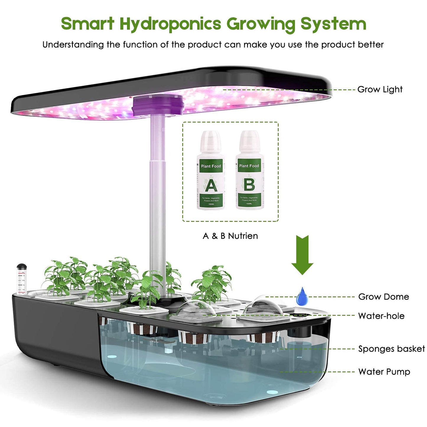 Hydroponics Growing System 12 Pods Indoor Herb Garden Starter Kit with LED Grow Light Smart Germination Kit Garden Planter