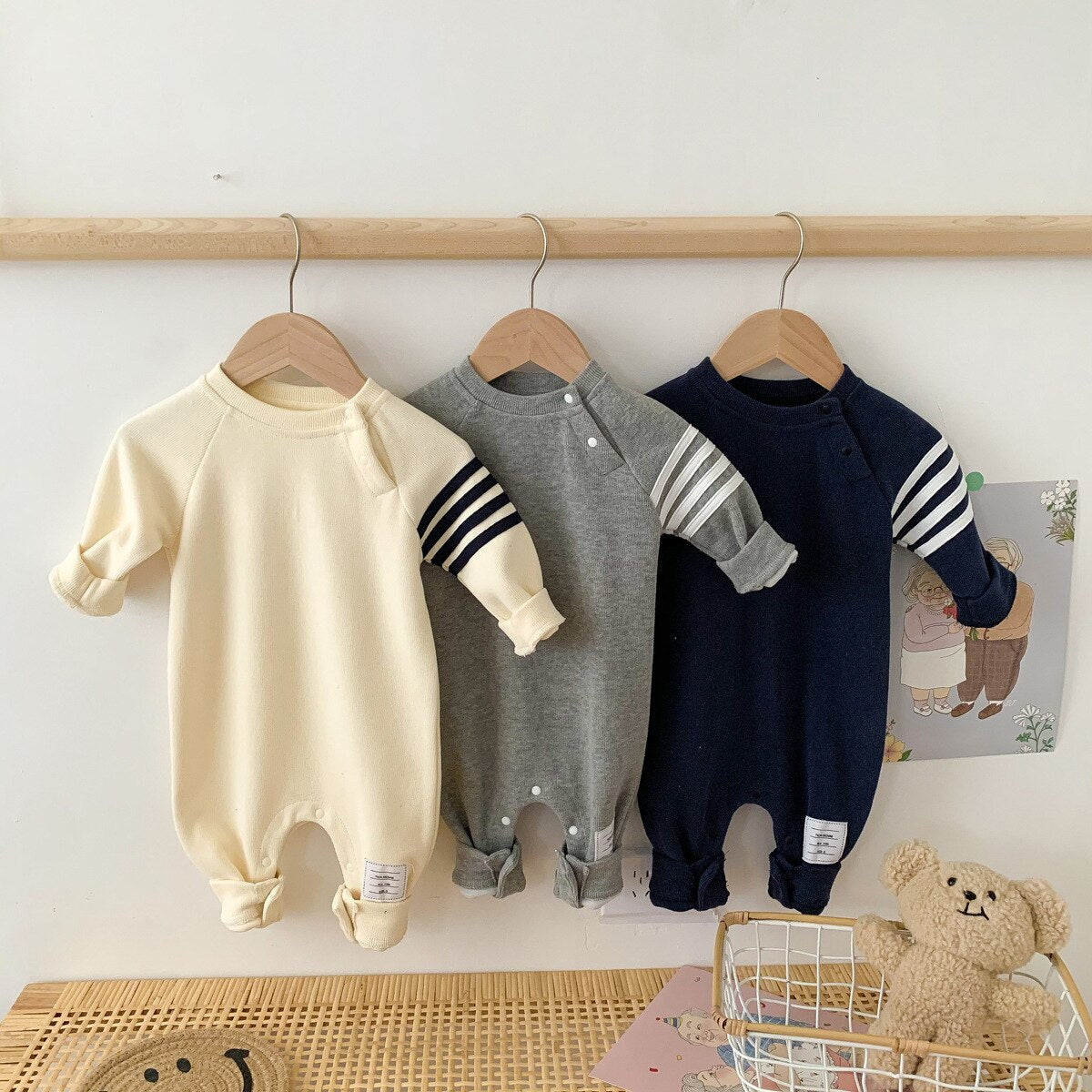 2023 Spring Autumn Newborn Baby Boys Girls Warm Clothing Long Sleeve Mom Children Romper Cotton Kids Garments Soft Pajama 0-2y
