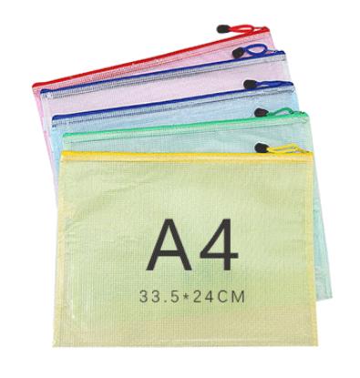 5PCS Stationery Storage Folder File Mesh Zipper Pouch A4 A5 A6 B4 B5 A3 B4 Document Bag Zip File Folders School Office Supplies