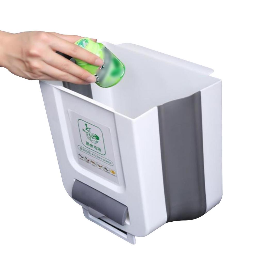 Folding Waste Bin Countertop Trash Can With Bag Holder 10l Folding Small Garbage Can With Trash Bag Container For Cabinet Door