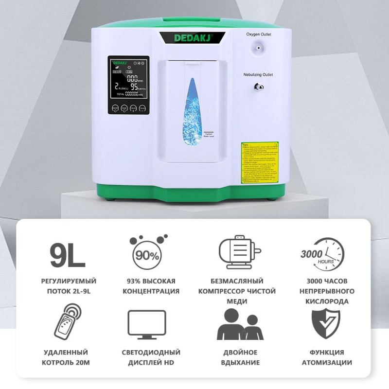 2023 New DEDAKJ DE-2SW 2-9L NEW Oxygen Generator Mechanism Oxygen Mechanism Oxygen Machine Atomizer English version 110V 220V