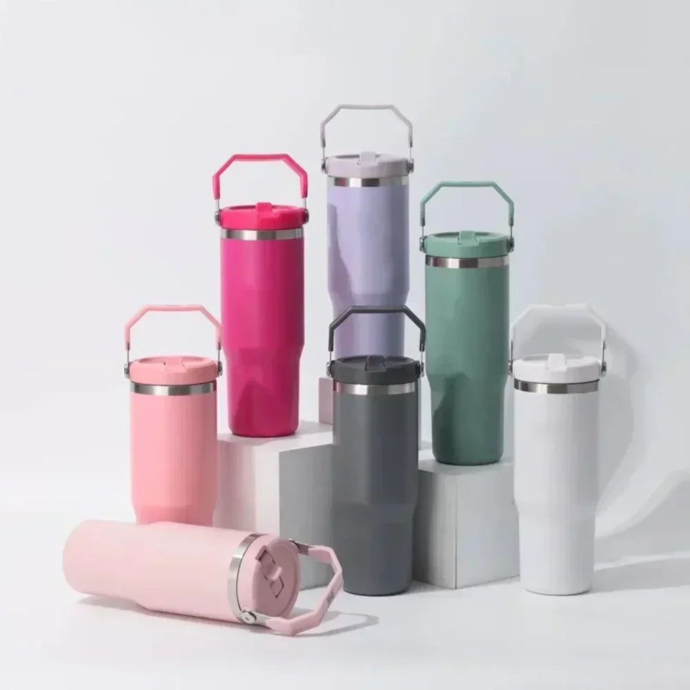 For Stanley 30oz Tumbler With Handle Straw Lid Stainless Steel Vacuum Insulated Car Mug Double Wall Thermal Iced Travel Cup Cafe