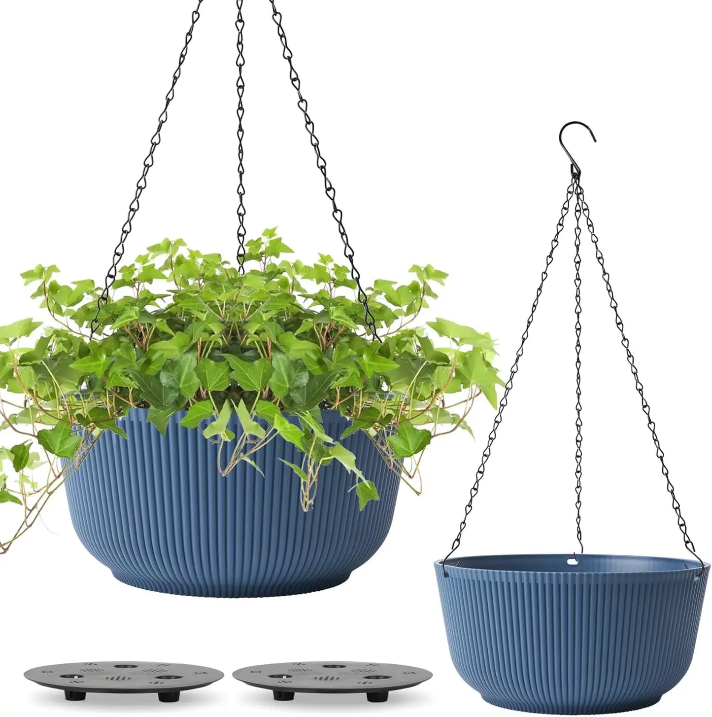 12 Inch Large Hanging Planters for Outdoor Plants, 2 Pack Self Watering Hanging Pots Indoor, Hanging Baskets for Plants