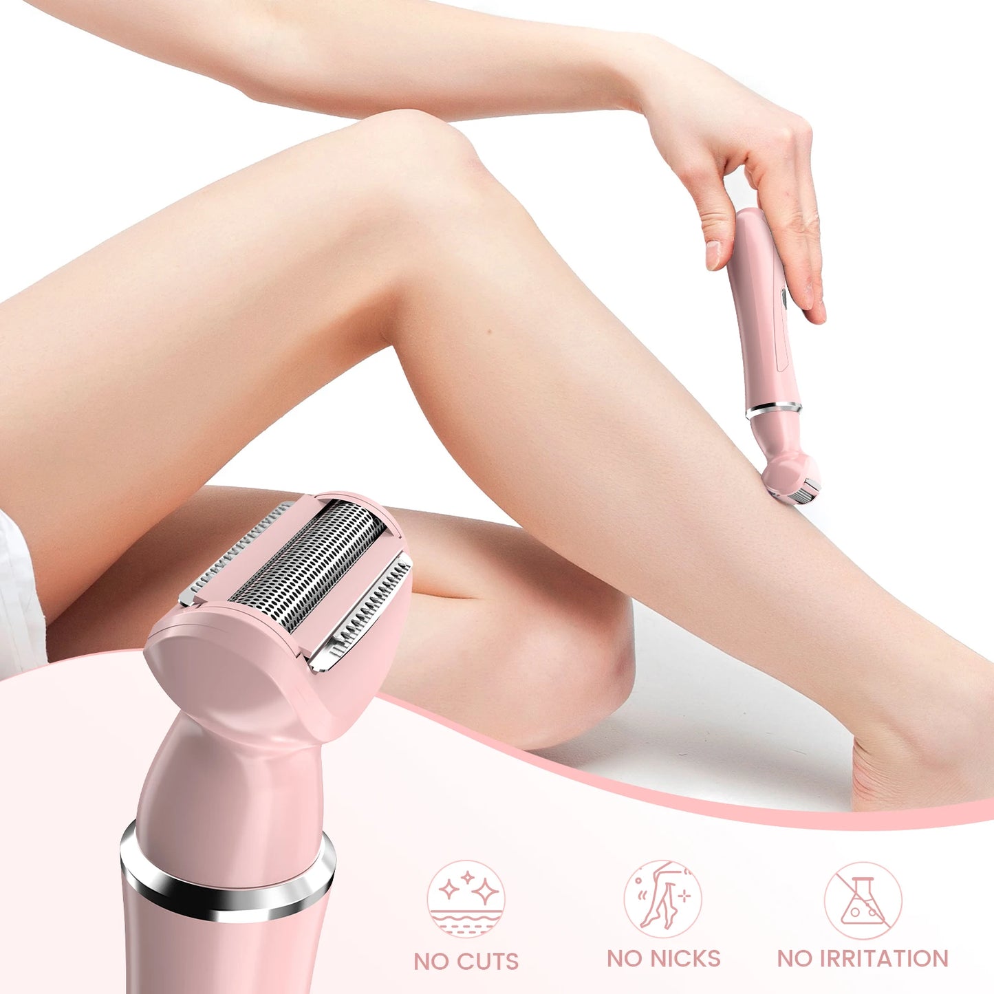 Sejoy 4 In 1 Electric Lady Shaver Portable, Body Hair Removal Epilator, Painless Cordless Trimmer Razor for Women