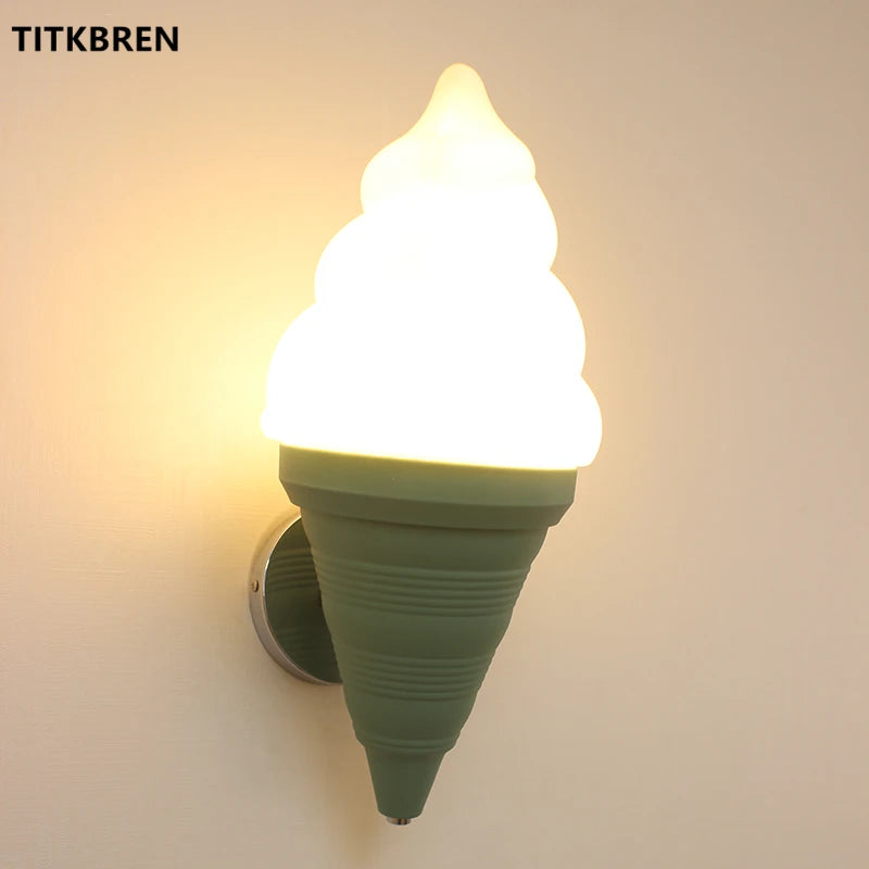 Dessert Shop Restaurant Ice Cream Cones Wall Lamp Creative Children's Room Bedside LED Lights Art Deco Fixture Home Lighting
