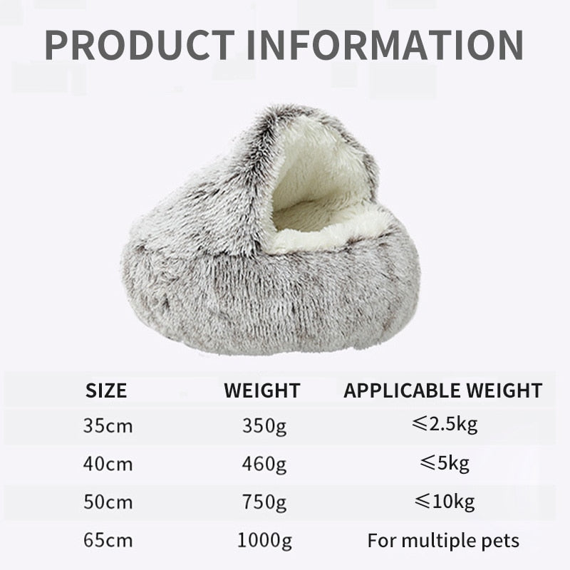 2023 Winter Long Plush Pet Cat Bed Round Cat Cushion Cat House Warm Cat Basket Cat Sleep Bag Cat Nest Kennel For Small Dog Cat