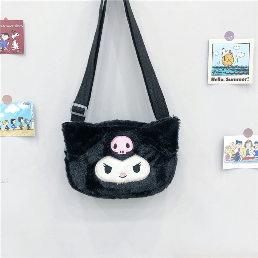 Kawaii Sanrio Hello Kitty Mini Shoulder Bag Cartoon Messenger Plush Backpack Earphone Storage Bag for Girl Kids Cute Rucksack