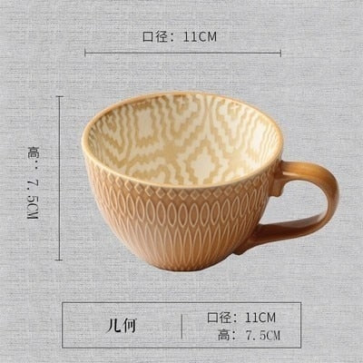 Hot Sale Colorful Ceramic Hand Painted Coffee Mugs Cup Creative Vintage Cafe Bar Drinkware Personality Breakfast Cups Tea Mug