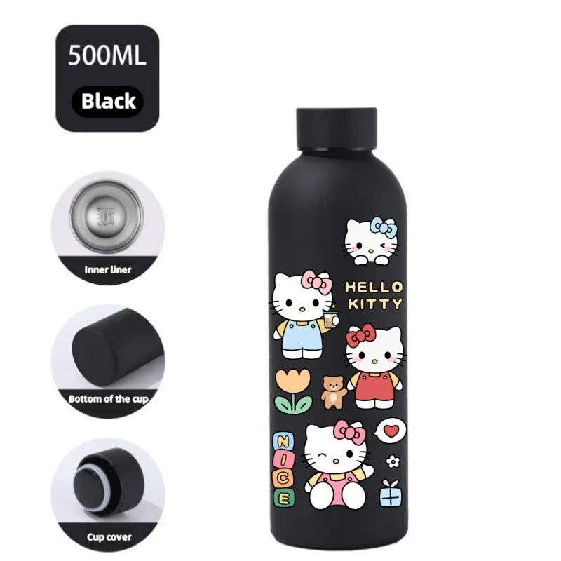 Sanrio 500 ML Thermos Mug Hello Kitty Cartoon 304 Stainless Steel Portable Water Cup Travel Water Bottle Kawaii Cups Kids Gifts