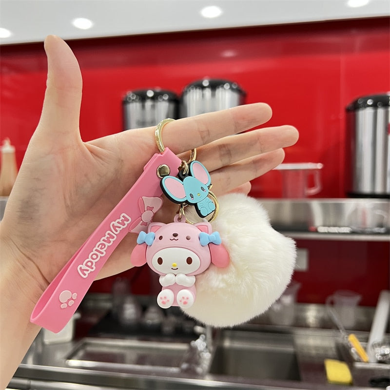 Kawaii Hello Kitty Keychain Sanrio Anime Cartoon Melody Kuromi Cinnamoroll Toys Cute Pendant Dolls Car Key Ring Girl&Child Gifts