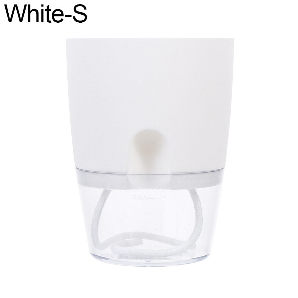 Automatic Water Absorption Plantpot Self Watering Lazy Flowerpot Round Double-layer Succulent Plant Small Green Plant Flowerpot