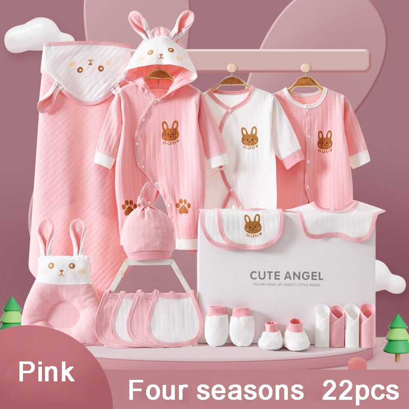 22/24/26 Pieces/0-3Months Newborn Baby Clothing 100% Cotton Kids Clothes Suit Unisex Infant Boys Girls Rabbit Clothing Set