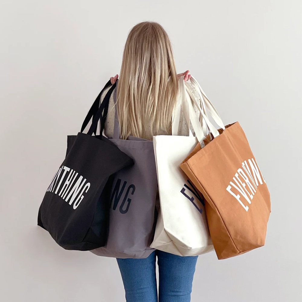 100Pcs/Lot Custom Printed Heay Duty Extra Large Capacity Shopping Tote Cotton Canvas Bag Resuable Grocery Organic Shoulder