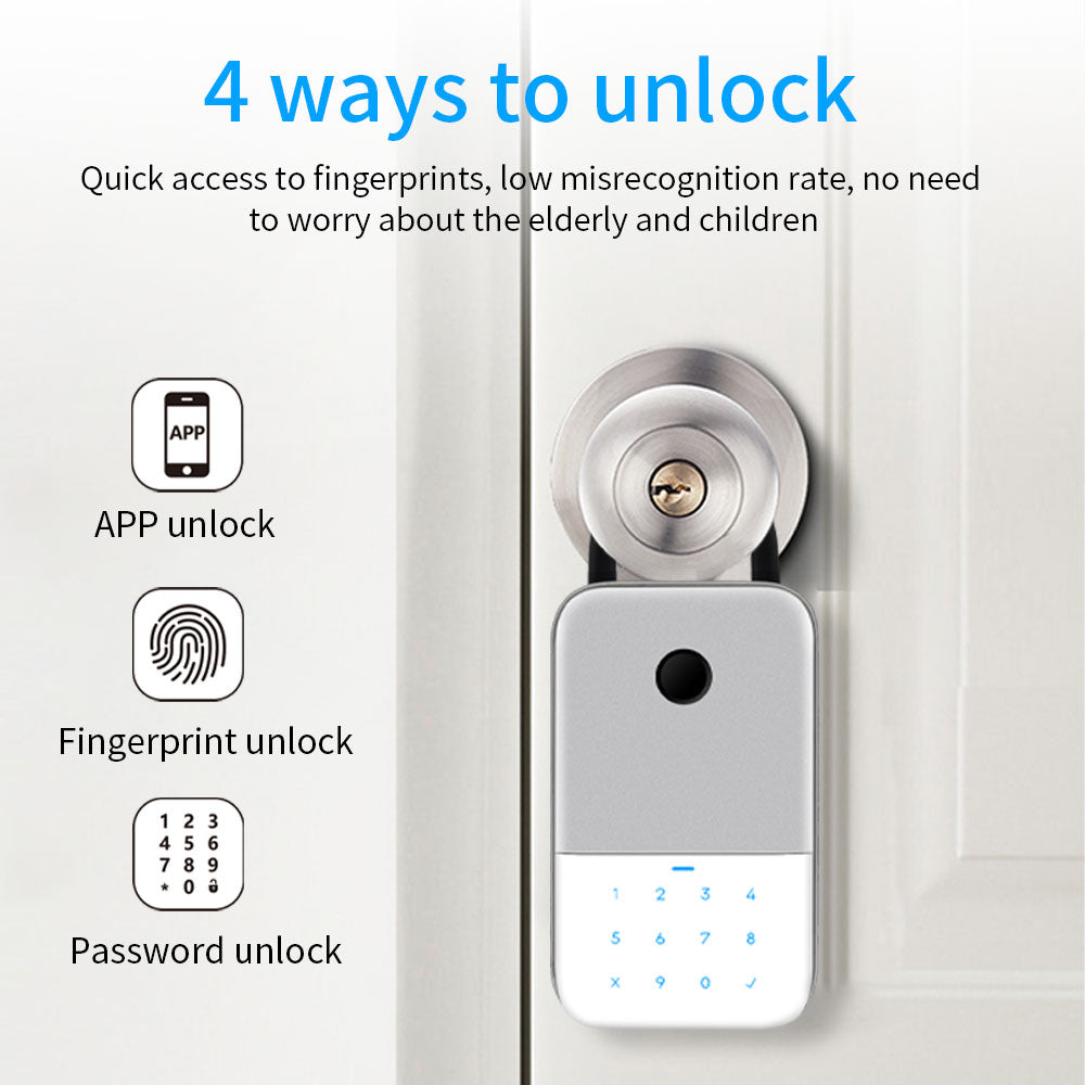Waterproof TTLOCK App Remote Access Fingerprint Bluetooth Digital Key Box Wall Mount Security Storage Lockbox Anti-theft Box