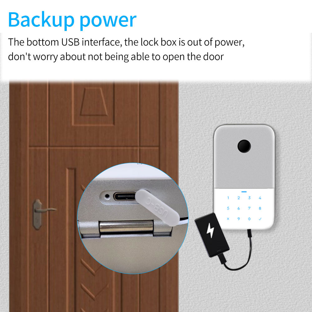 Waterproof TTLOCK App Remote Access Fingerprint Bluetooth Digital Key Box Wall Mount Security Storage Lockbox Anti-theft Box