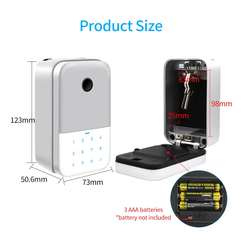 Waterproof TTLOCK App Remote Access Fingerprint Bluetooth Digital Key Box Wall Mount Security Storage Lockbox Anti-theft Box