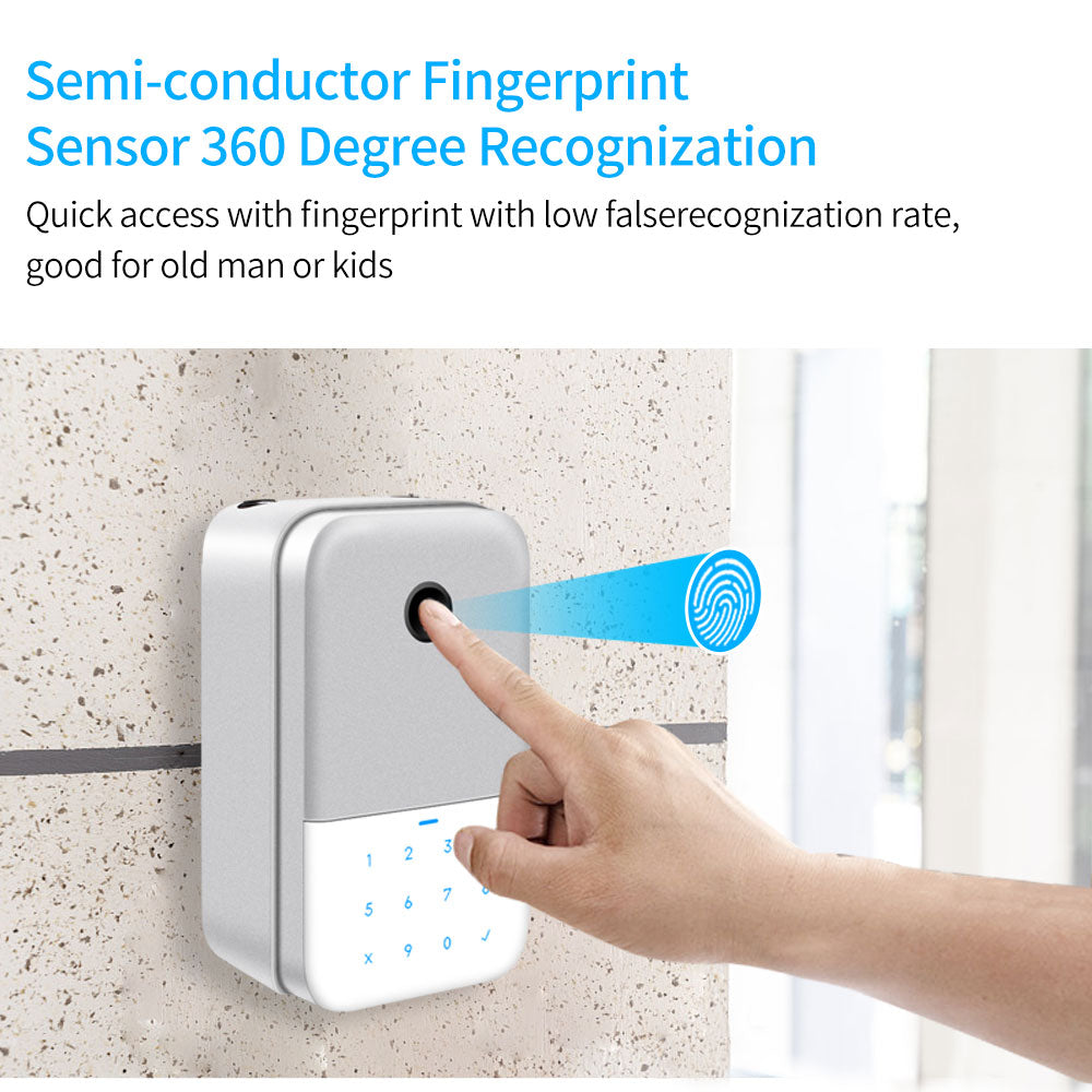 Waterproof TTLOCK App Remote Access Fingerprint Bluetooth Digital Key Box Wall Mount Security Storage Lockbox Anti-theft Box