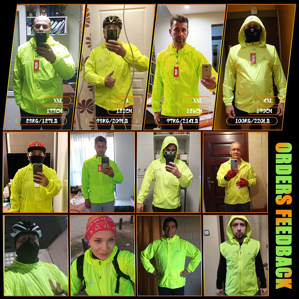QUESHARK Men Windproof Waterproof Reflective Cycling Jacket MTB Bicycle Long Sleeve Windbreaker Sleeveless Vest Bike Coat Jersey