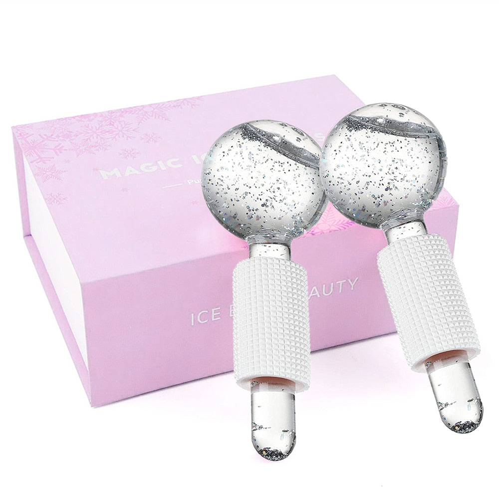 Facial Ice Globe Rollers Cool Globes for Facial Treatment Massage Globes for Redness Soothing Ice Cooling Roller Beauty Globes