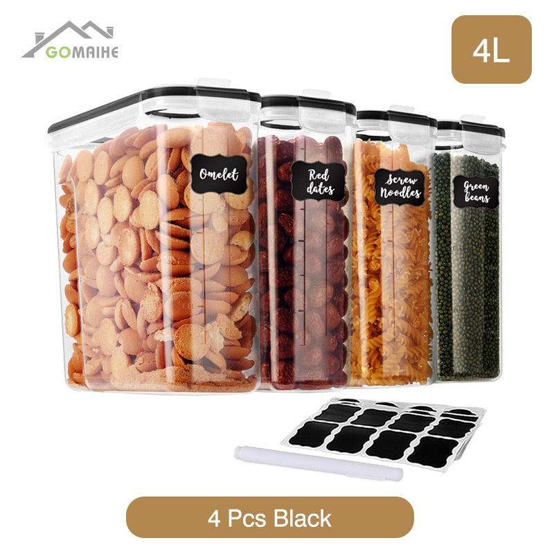 GoMaihe Food containers Kitchen jars storage Organization Cereal Dispenser for Storing Pasta kitchen Storage Organizer boxes