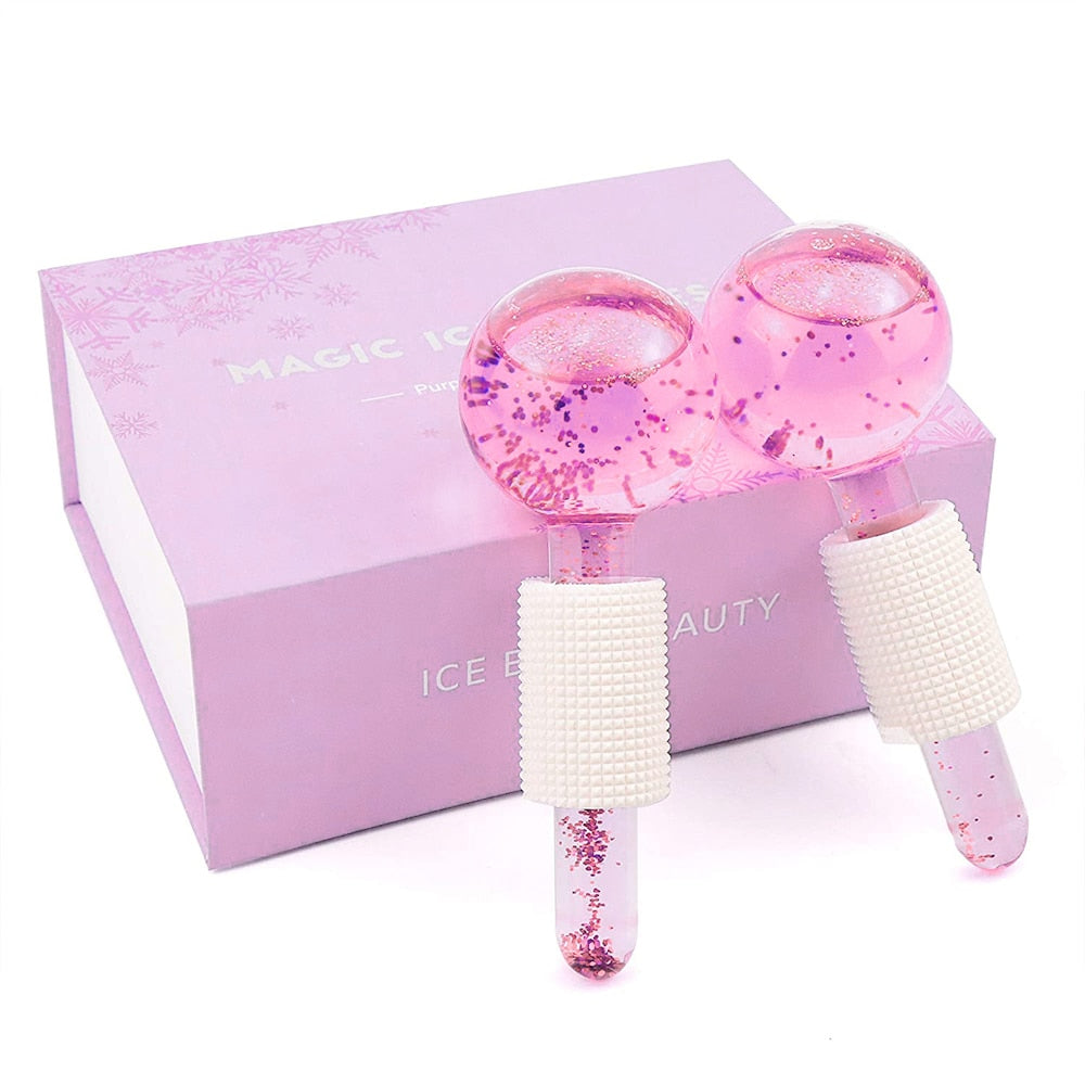 Facial Ice Globe Rollers Cool Globes for Facial Treatment Massage Globes for Redness Soothing Ice Cooling Roller Beauty Globes