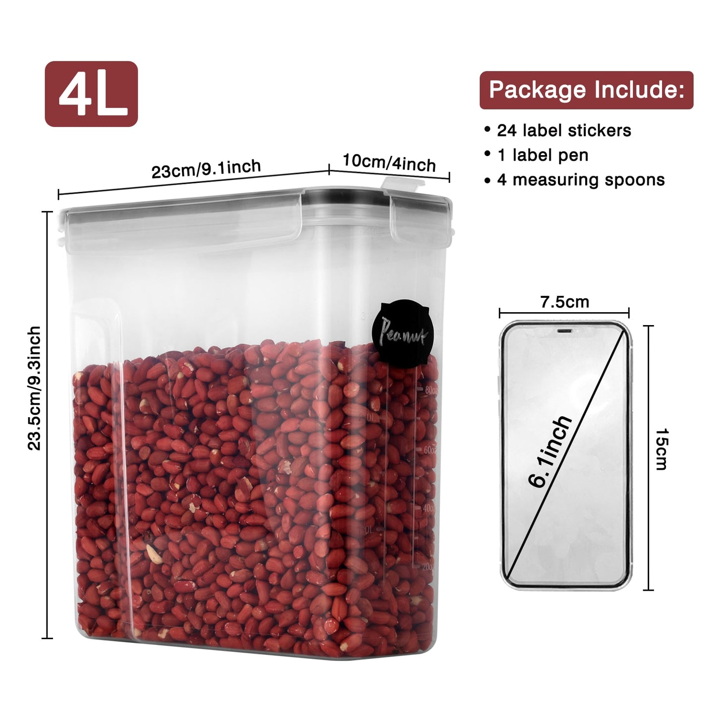 GoMaihe Food containers Kitchen jars storage Organization Cereal Dispenser for Storing Pasta kitchen Storage Organizer boxes