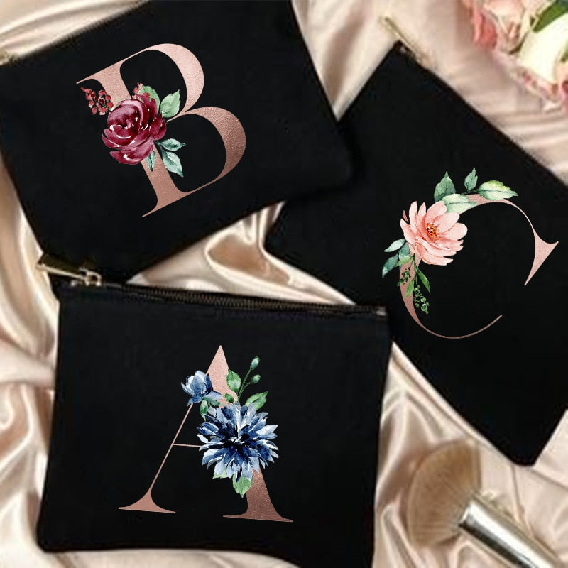 Letter Print Women Cosmetic Bag Bridesmaid MakeUp Case Beauty Toiletries Organizer Wash Storage Pouch Wedding Party Bride Gifts